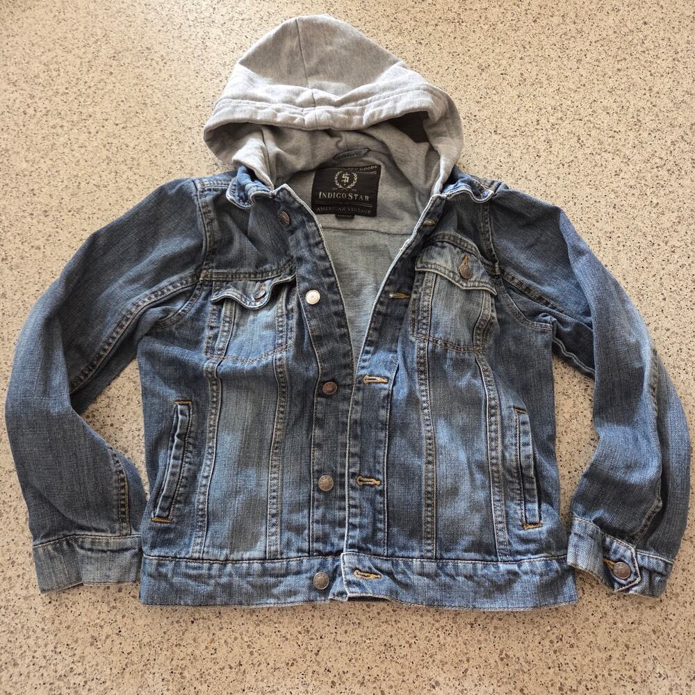 Indigo Star Denim & Dry Goods American Vintage KIDS Jean Jacket Knit Hood✨️10/12 - Picture 5 of 11